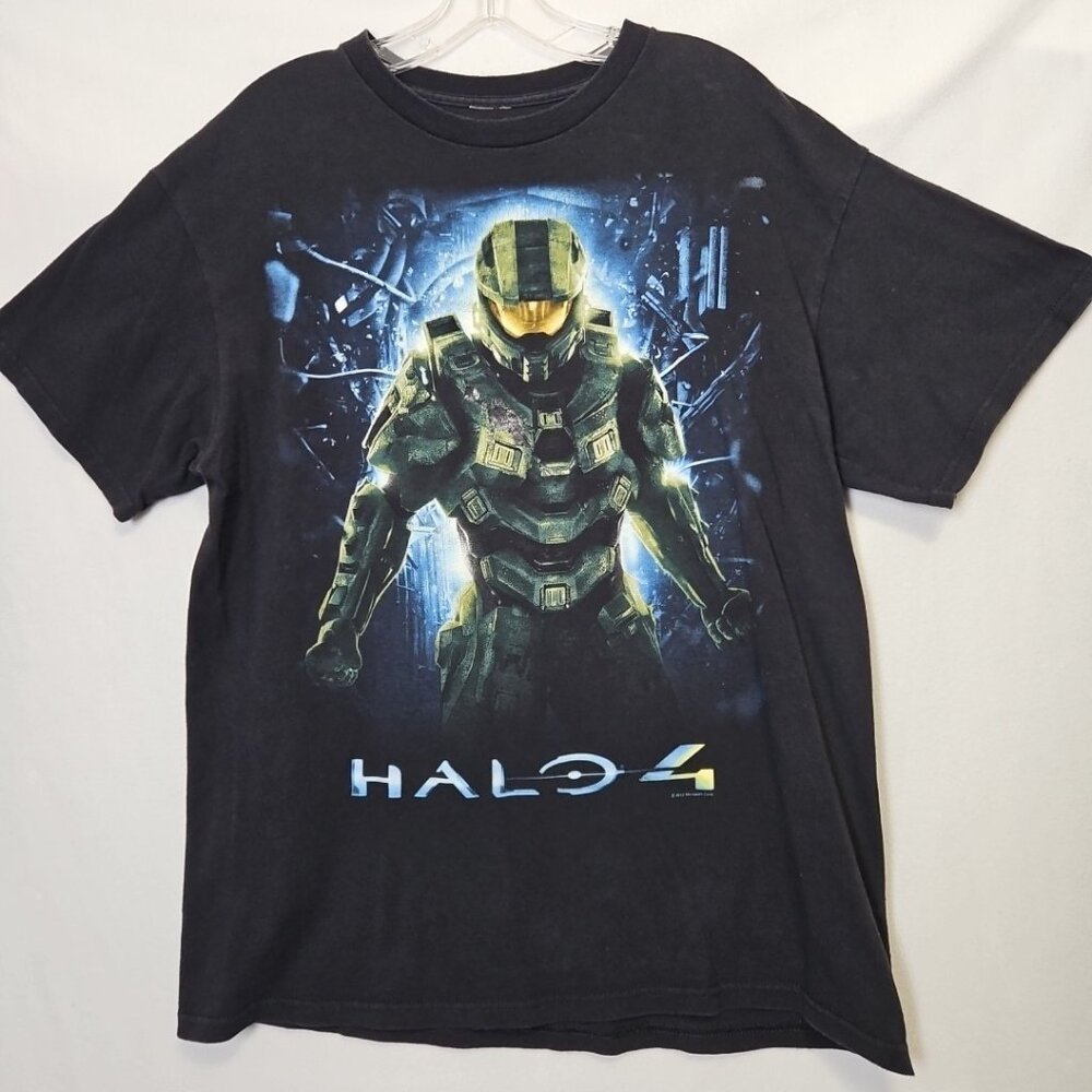 Halo 4 Master Chief Video Game Promo Graphic T-Shirt 2012 Sz M Black S/S Xbox